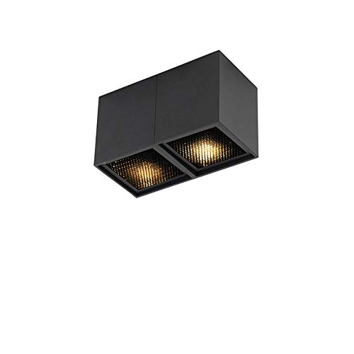 QAZQA - Design Spot I Spotlight I Deckenspot I Deckenstrahler I Strahler I Lampe I Leuchte schwarz 2-flammig-flammig - Qubo Honey I Wohnzimmer I Schlafzimmer - Aluminium Rechteckig - LED geeignet GU10 von Qazqa