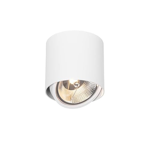QAZQA - Design Design-AufbauWand Spot I Spotlight I Deckenspot I Deckenstrahler I Strahler I Lampe I Leuchte weiß GU10 111mm - Impact I Wohnzimmer I Schlafzimmer - Aluminium Zylinder - LED geeignet GU von Qazqa
