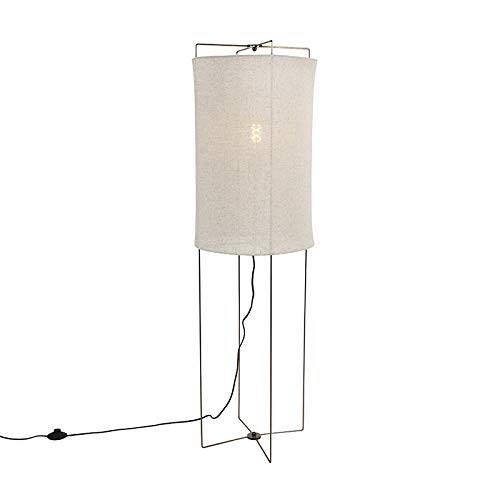 QAZQA - Design Stehleuchte I Stehlampe I Standleuchte I Lampe I Leuchte stahl I nickel matt mit beigem Leinenschirm - Reichhaltig I Wohnzimmer I Schlafzimmer - Leinen Länglich I Zylinder - LED geeigne QAZQA - Design Stehleuchte I Stehlampe I Standleuchte I Lampe I Leuchte stahl I nickel matt mit beigem Leinenschirm - Reichhaltig I Wohnzimmer I Schlafzimmer - Leinen Länglich I Zylinder - LED geeigne von Qazqa
