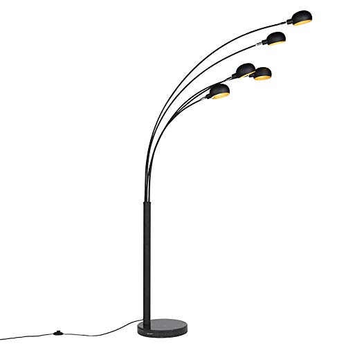 Qazqa - Design Stehleuchte I Stehlampe I Standleuchte I Lampe I Leuchte schwarz 5-Licht - Sixties Marmo I Wohnzimmer I Schlafzimmer - Stahl Länglich - LED geeignet E14 von Qazqa