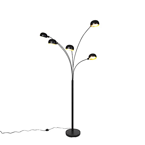 Qazqa - Design Stehleuchte I Stehlampe I Standleuchte I Lampe I Leuchte schwarz 5-Licht - Sixties I Wohnzimmer - Stahl Länglich - LED geeignet E14 von Qazqa