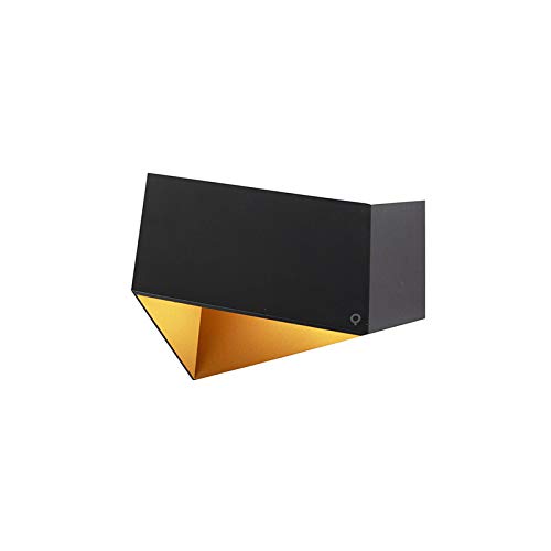 Qazqa - Design Wandleuchte schwarz mit Gold I Messing - Fold I Wohnzimmer I Schlafzimmer - Aluminium Rechteckig - LED geeignet G9 von Qazqa