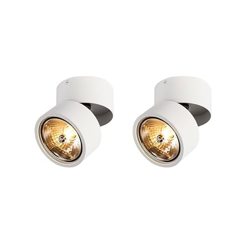 QAZQA - Industrie I Vintage I 2-flammiger Set Spot I Spotlight I Deckenspot I Deckenstrahler I Strahler I Lampe I Leuchtes weiß verstellbar - Go Nine Tubo I Schlafzimmer - Aluminium Rund - LED geeigne QAZQA - Industrie I Vintage I 2-flammiger Set Spot I Spotlight I Deckenspot I Deckenstrahler I Strahler I Lampe I Leuchtes weiß verstellbar - Go Nine Tubo I Schlafzimmer - Aluminium Rund - LED geeigne von Qazqa