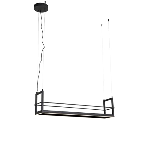 QAZQA - Industrie I Vintage I Hängelampe I Pendellampe I Pendelleuchte schwarz mit Gestell inkl. LED 3-stufig dimmbar - Cage Rack Dimmer I Dimmbar I Wohnzimmer - Stahl Rechteckig - I (nicht austauschb von Qazqa