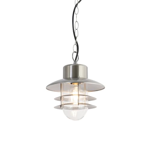 QAZQA - Industrie I Vintage I Industrie I Vintage I Pendelleuchte I Pendellampe I Hängelampe I Pendellampe I Pendelleuchte I Lampe I Leuchte Stahl I Silber I nickel matt IP44 - Shell I Außenbeleuchtun von Qazqa