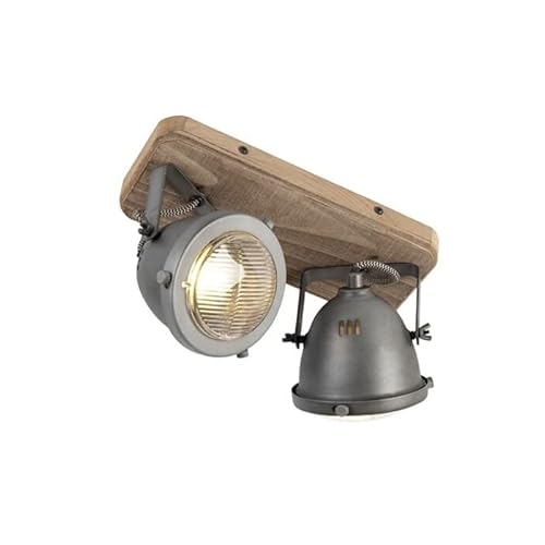 Qazqa - Industrie I Vintage I Industrie I Vintage Ir Smart Spot I Spotlight I Deckenspot I Deckenstrahler I Strahler I Lampe I Leuchte grau mit Holz inkl. 2-flammig WiFi GU10 - Emado Dimmer I Dimmbar Qazqa - Industrie I Vintage I Industrie I Vintage Ir Smart Spot I Spotlight I Deckenspot I Deckenstrahler I Strahler I Lampe I Leuchte grau mit Holz inkl. 2-flammig WiFi GU10 - Emado Dimmer I Dimmbar von Qazqa