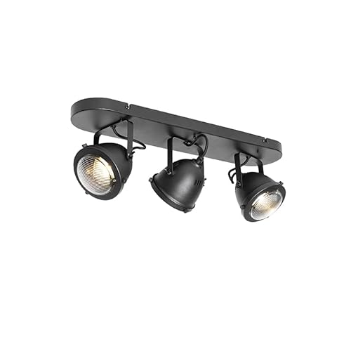 QAZQA - Industrie I Vintage I Industrie-Spot I Spotlight I Deckenspot I Deckenstrahler I Strahler I Lampe I Leuchte schwarz länglich verstellbar 3-flammig Spotbalken-flammig - Emado I Wohnzimmer I Sch von Qazqa