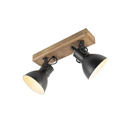 QAZQA - Industrie I Vintage I IndustrieSpot I Spotlight I Deckenspot I Deckenstrahler I Strahler I Lampe I Leuchte schwarz mit Mangoholz 2-flammig-hell - Mangos I Schlafzimmer - Stahl Länglich I Rund QAZQA - Industrie I Vintage I IndustrieSpot I Spotlight I Deckenspot I Deckenstrahler I Strahler I Lampe I Leuchte schwarz mit Mangoholz 2-flammig-hell - Mangos I Schlafzimmer - Stahl Länglich I Rund von Qazqa