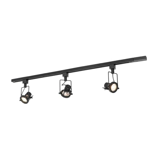 QAZQA - Industrie I Vintage I Schienensystem Komplettset I Spotlight I Deckenspot I Deckenstrahler I Strahler mit 3-flammig Spotbalken Spot I Spotlight I Deckenspot I Deckenstrahler I Strahler I Lampe von Qazqa