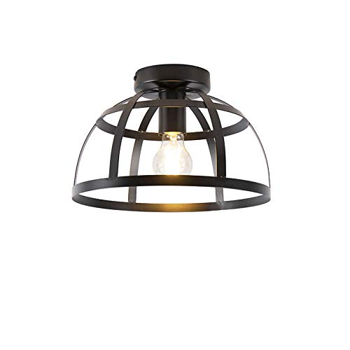 Qazqa - Industrie I Vintage I Industrie I Vintage I Deckenleuchte I Deckenlampe I Lampe I Leuchte schwarz - Boula I Wohnzimmer I Schlafzimmer - Stahl Rund - LED geeignet E27 von Qazqa