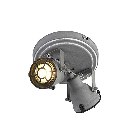 QAZQA - Industrie I Vintage I Robuster Spot I Spotlight I Deckenspot I Deckenstrahler I Strahler I Lampe I Leuchtes Betonlook 2-flammig-flammig - Medox I Wohnzimmer I Schlafzimmer - Stahl Rund - LED g von Qazqa