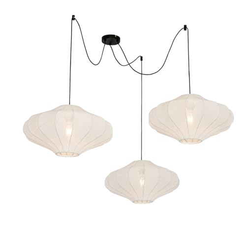 QAZQA - Japandi Japandi-Pendelleuchte I Pendellampe I Hängelampe I Pendellampe I Pendelleuchte I Lampe I Leuchte weiß 50 cm 3-flammig - Plu I Wohnzimmer I Schlafzimmer - Textil Rund - LED geeignet E27 QAZQA - Japandi Japandi-Pendelleuchte I Pendellampe I Hängelampe I Pendellampe I Pendelleuchte I Lampe I Leuchte weiß 50 cm 3-flammig - Plu I Wohnzimmer I Schlafzimmer - Textil Rund - LED geeignet E27 von Qazqa