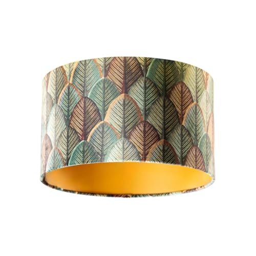 QAZQA Klassisch I Antik Baumwolle Samtlampenschirm mit Blattdesign und Gold I Messingener Innenseite 35I35I20, Rund Geeignet für Hänge- und Stehlampe QAZQA Klassisch I Antik Baumwolle Samtlampenschirm mit Blattdesign und Gold I Messingener Innenseite 35I35I20, Rund Geeignet für Hänge- und Stehlampe von Qazqa