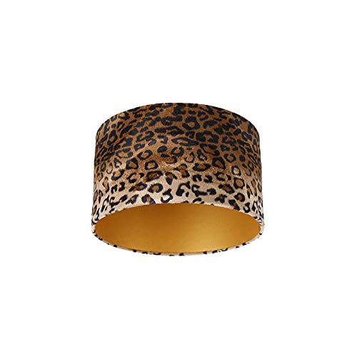 QAZQA Klassisch I Antik Velours Lampenschirm Leopard Design 35I35I20 Gold I Messing innen, von Qazqa