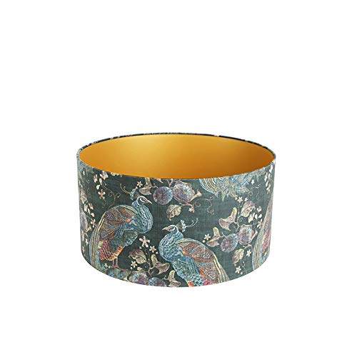 QAZQA Klassisch I Antik Textil Velours-Lampenschirm pfauengrün 50I50I25 innen Gold I Messingen, Zylinder Geeignet für Stehlampe QAZQA Klassisch I Antik Textil Velours-Lampenschirm pfauengrün 50I50I25 innen Gold I Messingen, Zylinder Geeignet für Stehlampe von Qazqa