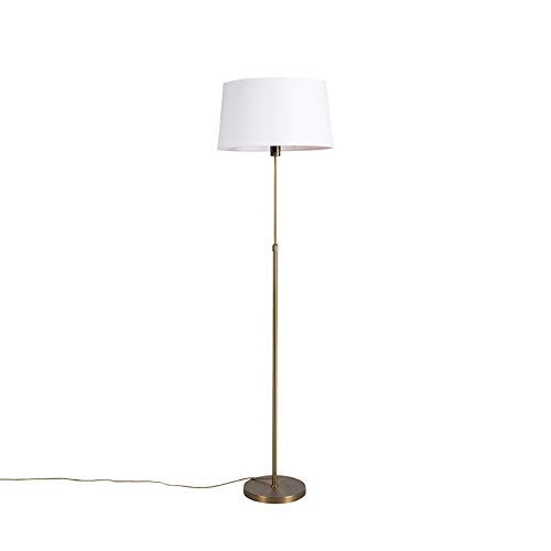 QAZQA - Landhaus I Vintage I Rustikal Bronze Stehleuchte I Stehlampe I Standleuchte I Lampe I Leuchte mit Leinenschirm weiß 45 cm verstellbar - Parte I Wohnzimmer I Schlafzimmer - Stahl Rund I Länglic QAZQA - Landhaus I Vintage I Rustikal Bronze Stehleuchte I Stehlampe I Standleuchte I Lampe I Leuchte mit Leinenschirm weiß 45 cm verstellbar - Parte I Wohnzimmer I Schlafzimmer - Stahl Rund I Länglic von Qazqa