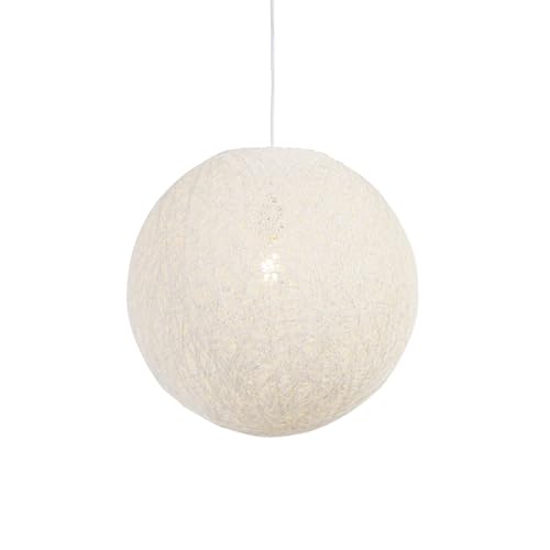 QAZQA - Landhaus I Vintage I Rustikal Smarte Hängelampe I Pendellampe I Pendelleuchte weiß 45 cm inkl. WiFi A60 - Corda Dimmer I Dimmbar I Wohnzimmer I Schlafzimmer - Seil Kugel I Kugelförmig I Rund - QAZQA - Landhaus I Vintage I Rustikal Smarte Hängelampe I Pendellampe I Pendelleuchte weiß 45 cm inkl. WiFi A60 - Corda Dimmer I Dimmbar I Wohnzimmer I Schlafzimmer - Seil Kugel I Kugelförmig I Rund - von Qazqa