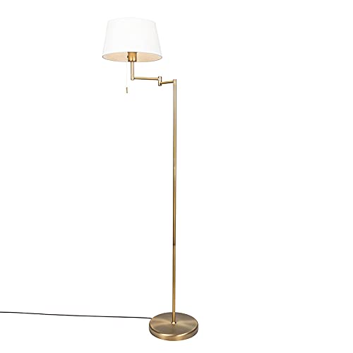 QAZQA - Landhaus I Vintage Klassische Stehleuchte I Stehlampe I Standleuchte I Lampe I Leuchte Bronze mit verstellbarem weißen Schirm - Ladas Fix I Wohnzimmer I Schlafzimmer - Stahl Länglich - LED gee QAZQA - Landhaus I Vintage Klassische Stehleuchte I Stehlampe I Standleuchte I Lampe I Leuchte Bronze mit verstellbarem weißen Schirm - Ladas Fix I Wohnzimmer I Schlafzimmer - Stahl Länglich - LED gee von Qazqa