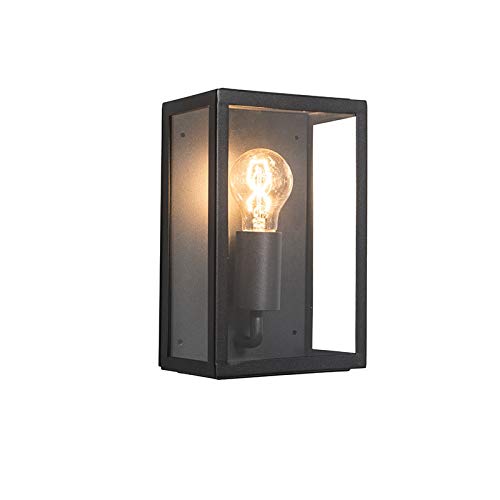 Qazqa - Landhaus I Vintage Industrie I Vintage I Außen Wandleuchte schwarz mit Glas IP44 - Rotterdam 2 I Außenbeleuchtung - Edelstahl Rechteckig - LED geeignet E27 von Qazqa