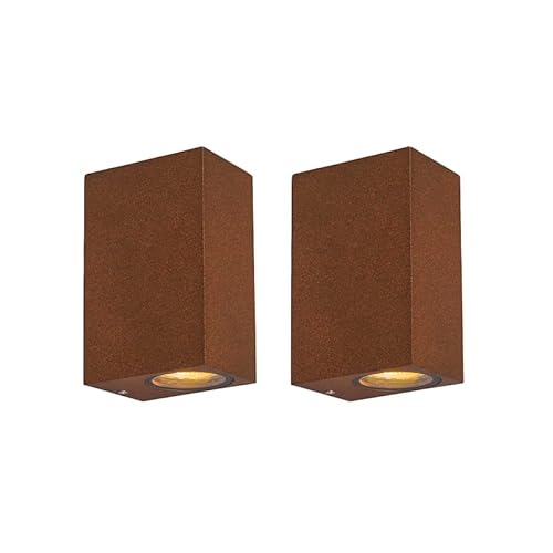 Qazqa - Landhaus I Vintage I Rustikal 2er Set Industrie Außen Wandleuchten rostbraun IP44 - Baleno II I Außenbeleuchtung I Up & Down - Aluminium Rechteckig - LED geeignet GU10 Qazqa - Landhaus I Vintage I Rustikal 2er Set Industrie Außen Wandleuchten rostbraun IP44 - Baleno II I Außenbeleuchtung I Up & Down - Aluminium Rechteckig - LED geeignet GU10 von Qazqa