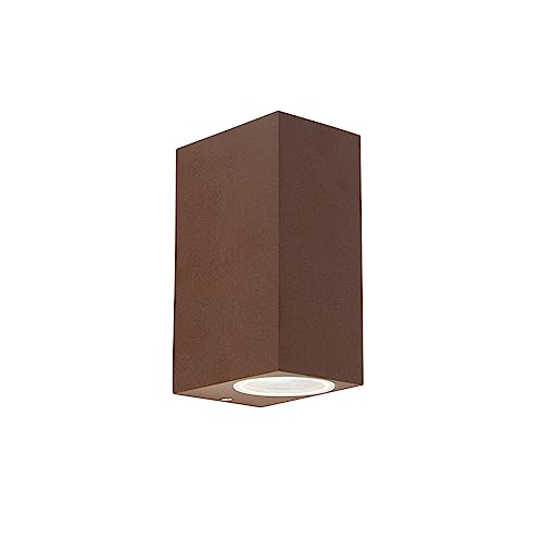 Qazqa - Landhaus I Vintage I Rustikal Industrie I Vintage I Außen Wandleuchte rostbraun 2-flammig IP44 - Baleno I Außenbeleuchtung I Up & Down - Aluminium Rechteckig - LED geeignet GU10 von Qazqa