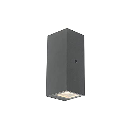 Qazqa - Modern Außen Wandleuchte grau IP44 mit Hell-Dunkel-Sensor - Baleno II I Außenbeleuchtung I Up & Down - Aluminium Rechteckig - LED geeignet GU10 von Qazqa