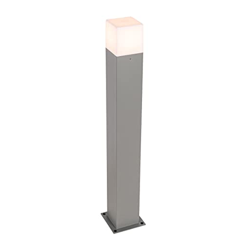 QAZQA - Modern Außenleuchte I Wegeleuchte I Gartenlampe I Gartenleuchte I Standleuchte Denmark P70 grau mit Erdspieß I Stableuchte und Kabelmuffe I Außenbeleuchtung - Aluminium Rechteckig - LED geeign von Qazqa