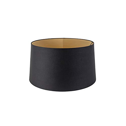 QAZQA Modern Baumwolle Baumwolllampenschirm schwarz 40I45I25 mit Gold I Messingener Innenseite, QAZQA Modern Baumwolle Baumwolllampenschirm schwarz 40I45I25 mit Gold I Messingener Innenseite, von Qazqa