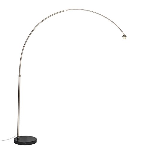 Qazqa - Modern Bogenlampe Stahl I Silber I nickel matt ohne Schirm - XXL I Wohnzimmer - Stahl Länglich - LED geeignet E27 von Qazqa