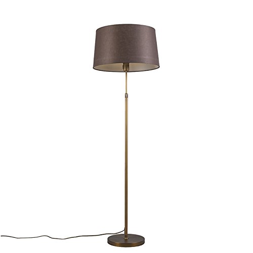 QAZQA - Modern Bronze Stehleuchte I Stehlampe I Standleuchte I Lampe I Leuchte mit braunem Lampenschirm verstellbar 45 cm - Parte I Wohnzimmer I Schlafzimmer - Stahl Rund I Länglich - LED geeignet E27 von Qazqa