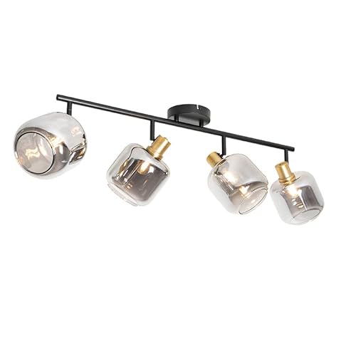 QAZQA - Modern DeckenSpot I Spotlight I Deckenspot I Deckenstrahler I Strahler I Lampe I Leuchte Schwarz mit Gold I Messing mit Rauchglas 4-flammig Spotbalken-flammig - Zuzanna I Wohnzimmer I Schlafzi QAZQA - Modern DeckenSpot I Spotlight I Deckenspot I Deckenstrahler I Strahler I Lampe I Leuchte Schwarz mit Gold I Messing mit Rauchglas 4-flammig Spotbalken-flammig - Zuzanna I Wohnzimmer I Schlafzi von Qazqa