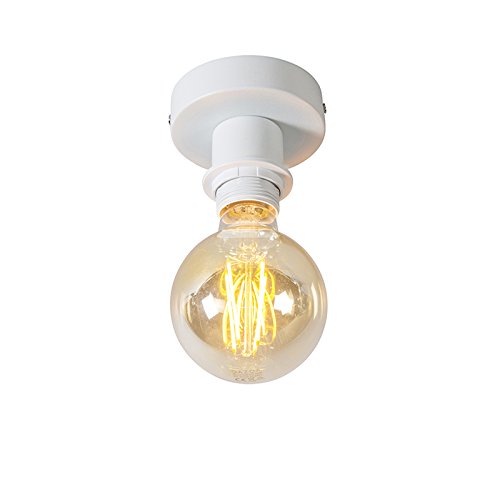 Qazqa - Modern Deckenleuchte I Deckenlampe I Lampe I Leuchte weiß - Combi I Wohnzimmer I Schlafzimmer - Stahl Rund - LED geeignet E27 von Qazqa