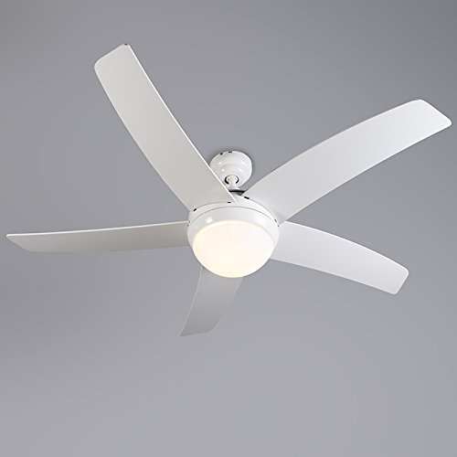 Qazqa - Modern Deckenventilator mit beleuchtung und fernbedienung weiß mit Holzaufdruck 132cm - Cool I Wohnzimmer I Schlafzimmer - Stahl Rund - LED geeignet E14 von Qazqa