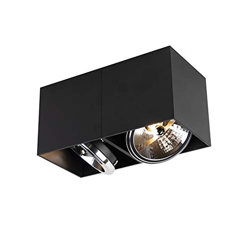 QAZQA - Modern Design Spot I Spotlight I Deckenspot I Deckenstrahler I Strahler I Lampe I Leuchte schwarz rechteckig 2-flammig-flammig - Box I Wohnzimmer I Schlafzimmer - Aluminium Rechteckig - LED ge QAZQA - Modern Design Spot I Spotlight I Deckenspot I Deckenstrahler I Strahler I Lampe I Leuchte schwarz rechteckig 2-flammig-flammig - Box I Wohnzimmer I Schlafzimmer - Aluminium Rechteckig - LED ge von Qazqa