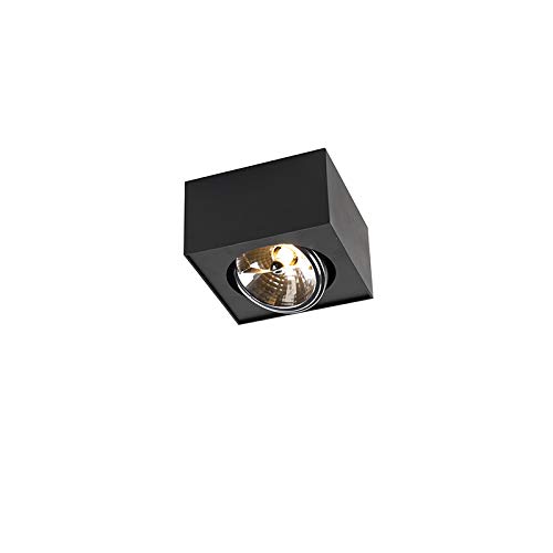 QAZQA - Modern Design AufbauWand Spot I Spotlight I Deckenspot I Deckenstrahler I Strahler I Lampe I Leuchte Schwarz Verstellbar - Kaya I Wohnzimmer I Schlafzimmer - Aluminium Quadratisch - LED geeign von Qazqa