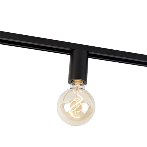 QAZQA - Modern E27 Fassung mit Schienenaufhängung für 1-Phasenschiene Schwarz - Iconic Jeana I Wohnzimmer I Schlafzimmer - Aluminium Zylinder - LED geeignet E27 von Qazqa