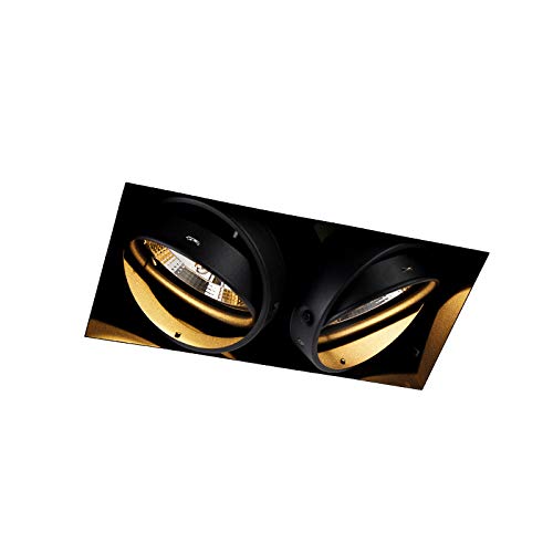 Qazqa - Modern Einbaupunkt schwarz 2-Licht GU10 AR111 Trimless - Oneon I Wohnzimmer I Schlafzimmer - Stahl Rechteckig - LED geeignet GU10 von Qazqa