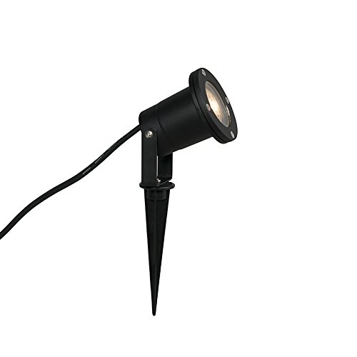 Qazqa - Modern Gartenstrahler schwarz inkl. Kabel und Stecker 230 cm IP65 - Basic I Außenbeleuchtung - Aluminium Rund - LED geeignet GU10 von Qazqa