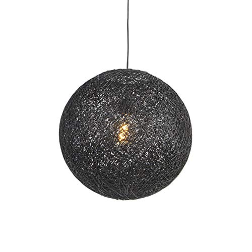 Qazqa - Modern Hängelampe I Pendellampe I Pendelleuchte schwarz 45 cm - Corda I Wohnzimmer I Schlafzimmer - Papier I Tau Rund I Kugel I Kugelförmig - LED geeignet E27 von Qazqa