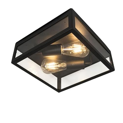QAZQA - Modern Industrie I Vintage I Smart Outdoor Außen Deckenleuchte I Deckenlampe I Lampe I Leuchte schwarz inkl. 2 WiFi ST64 - Rotterdam Dimmer I Dimmbar I Außenbeleuchtung - Edelstahl Quadratisch QAZQA - Modern Industrie I Vintage I Smart Outdoor Außen Deckenleuchte I Deckenlampe I Lampe I Leuchte schwarz inkl. 2 WiFi ST64 - Rotterdam Dimmer I Dimmbar I Außenbeleuchtung - Edelstahl Quadratisch von Qazqa