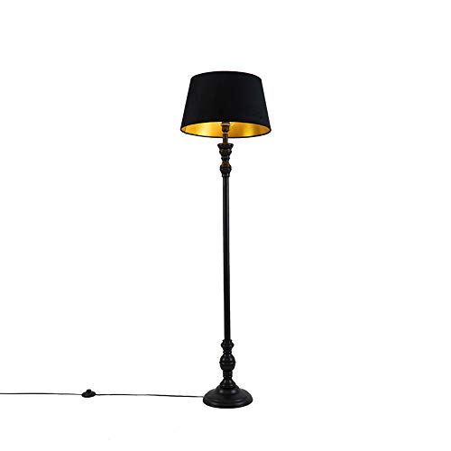Qazqa - Klassisch I Antik Classic Stehlampe schwarz - Classico I Wohnzimmer I Schlafzimmer - Holz Länglich - LED geeignet E27 von Qazqa