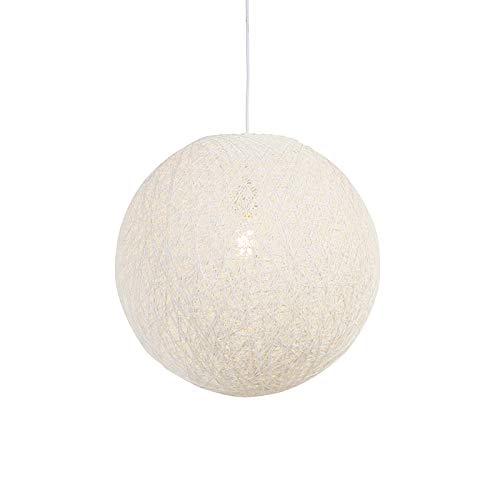 QAZQA - Modern Pendelleuchte I Esstisch I Esszimmer I Pendellampe I Hängelampe I Pendellampe I Pendelleuchte I Lampe I Leuchte im Landhausstil weiße Kugel 45cm - Corda I Wohnzimmer I Schlafzimmer - Pa von Qazqa