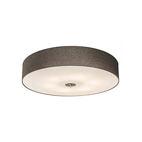 Qazqa - Modern Land Deckenleuchte I Deckenlampe I Lampe I Leuchte taupe 70 cm - Trommel Jute I Wohnzimmer I Schlafzimmer - Textil Rund - LED geeignet E27 von Qazqa