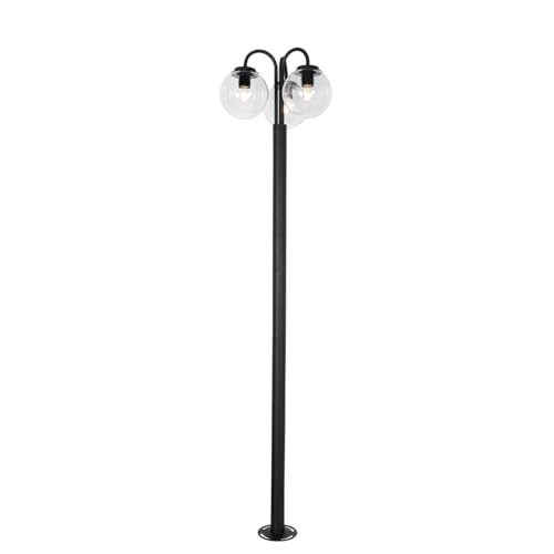 Qazqa - Modern Laterne schwarz mit Klarglas 200 cm 3-flammig IP44 - Sfera I Außenbeleuchtung - Aluminium Länglich - LED geeignet E27 Qazqa - Modern Laterne schwarz mit Klarglas 200 cm 3-flammig IP44 - Sfera I Außenbeleuchtung - Aluminium Länglich - LED geeignet E27 von Qazqa