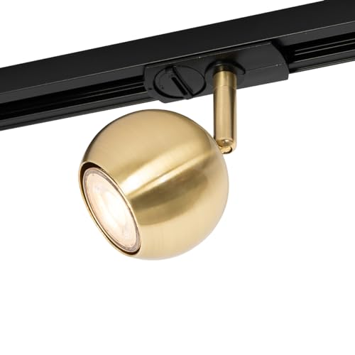 QAZQA - Modern Moderner 1-phasiger SchienenSpot I Spotlight I Deckenspot I Deckenstrahler I Strahler I Lampe I Leuchte schwarz mit Gold I Messing - Iconic Gissi I Wohnzimmer I Schlafzimmer - Stahl Kug von Qazqa