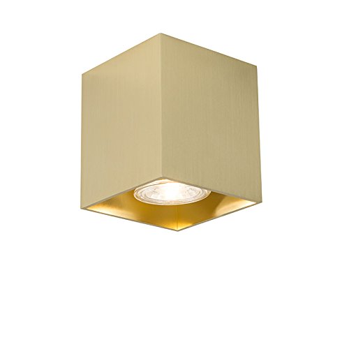 QAZQA - Modern Moderner AufbauSpot I Spotlight I Deckenspot I Deckenstrahler I Strahler I Lampe I Leuchte Gold I Messing - Qubo 1 I Wohnzimmer I Schlafzimmer - Aluminium Quadratisch - LED geeignet GU1 von Qazqa