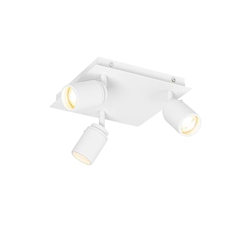 QAZQA - Modern Moderner Bad I BadezimmerSpot I Spotlight I Deckenspot I Deckenstrahler I Strahler I Lampe I Leuchte weiß quadratisch 3-flammig Spotbalken-Licht IP44 - Ducha - Stahl Quadratisch - LED g von Qazqa