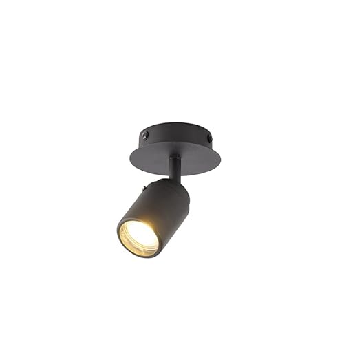 Qazqa - Modern Moderner BadSpot I Spotlight I Deckenspot I Deckenstrahler I Strahler I Lampe I Leuchte schwarz IP44 - Ducha - Stahl Rund - LED geeignet GU10 von Qazqa