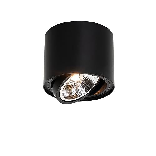 Qazqa - Modern Moderner Deckenstrahler schwarz dreh- und neigbar AR111 - Rondoo Up I Wohnzimmer I Schlafzimmer - Aluminium Zylinder - LED geeignet GU10 von Qazqa