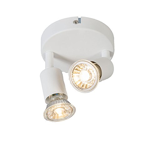 Qazqa - Modern Moderner Deckenstrahler weiß kippbar - Jeany 2-flammig I Wohnzimmer I Schlafzimmer - Stahl Rund - LED geeignet GU10 Qazqa - Modern Moderner Deckenstrahler weiß kippbar - Jeany 2-flammig I Wohnzimmer I Schlafzimmer - Stahl Rund - LED geeignet GU10 von Qazqa